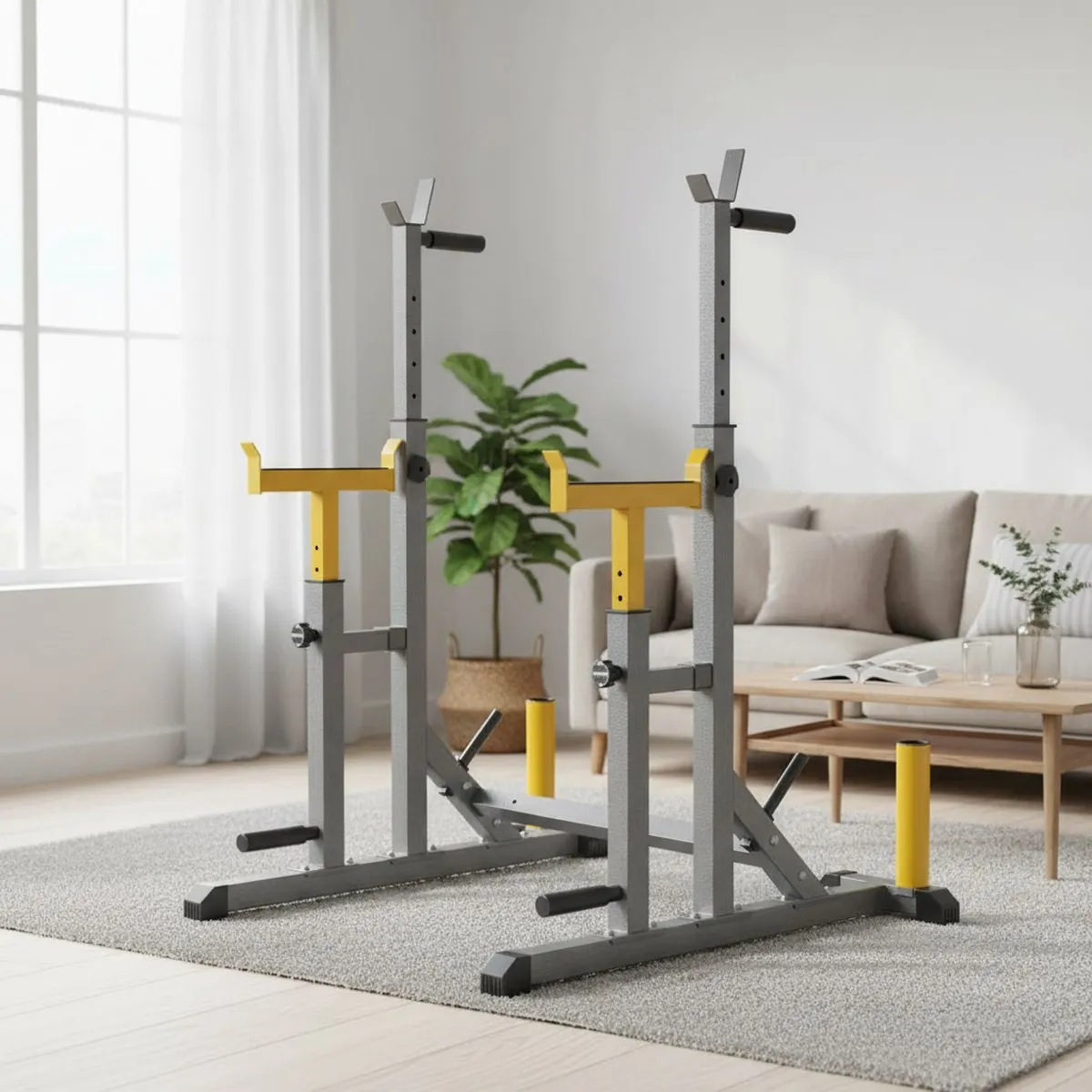 Adjustable Home Gym Rack for Squats Bench Press Max Load 690lbs Steel Frame Versatile Fitness Equipment