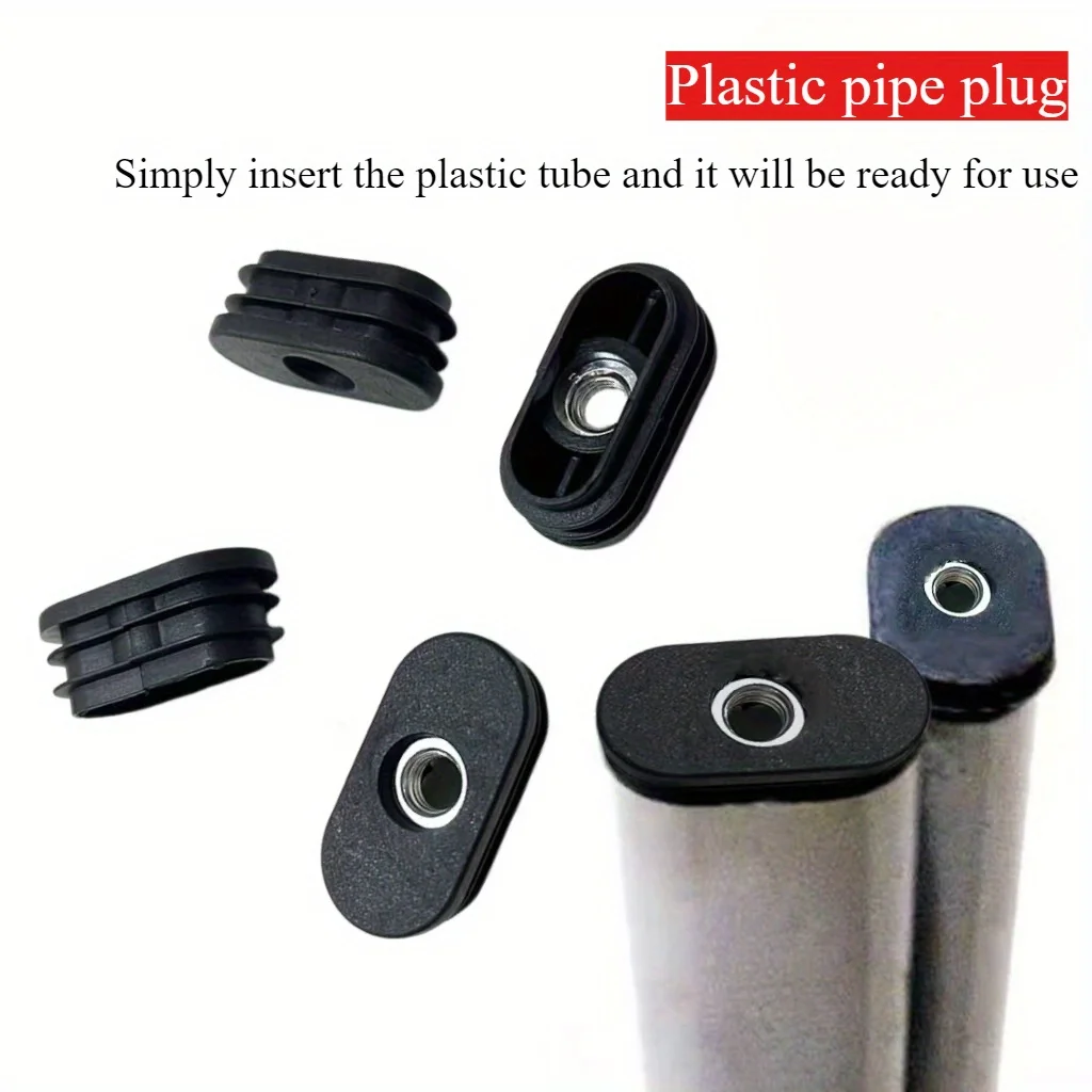 10pcs Adjustable Plastic Furniture Legs With Anti-Slip Feet -M8 20*40MM Oval Nut Design, Polished Finish For Sofas And Tables