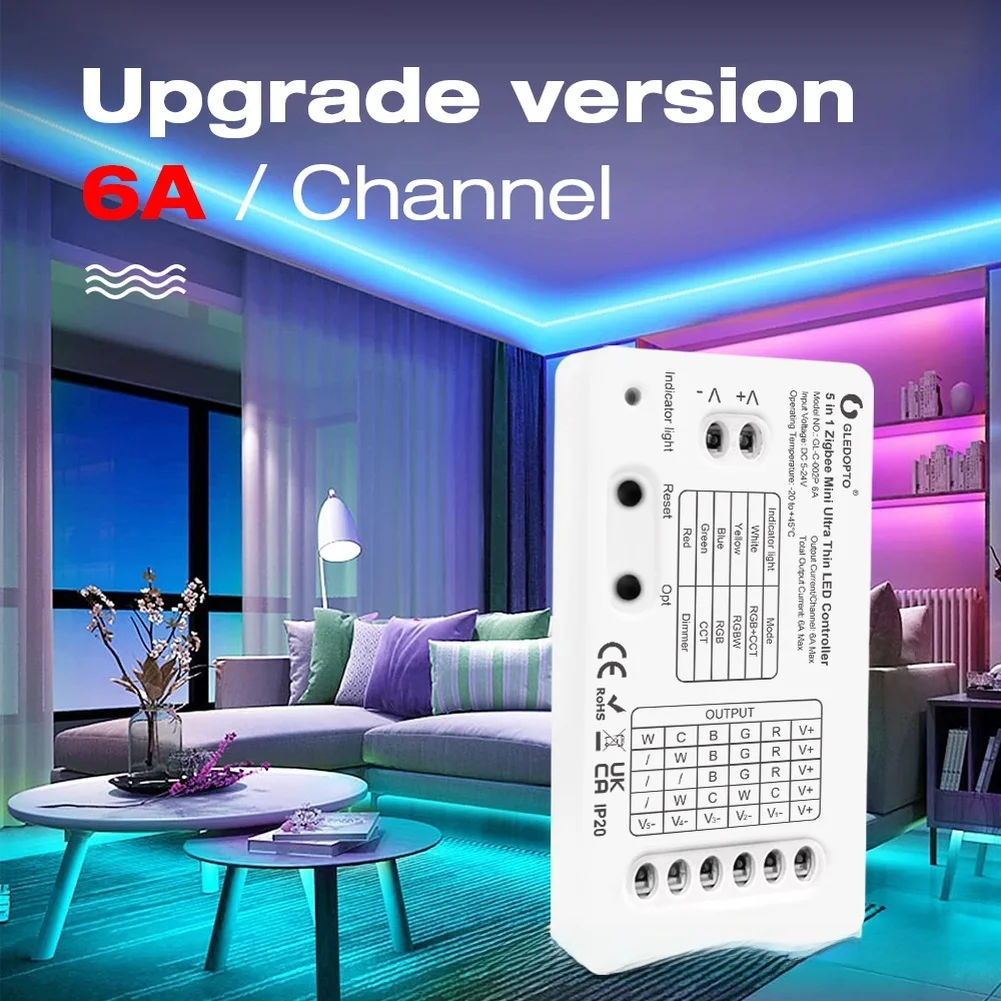 

DC5-24V For Mini5-in-1 LED Strip Controller For RGBCCT, RGBW, RGB, CCT, And Dimmer For ZIGBEE3.0 With For PWM Dimming Parts