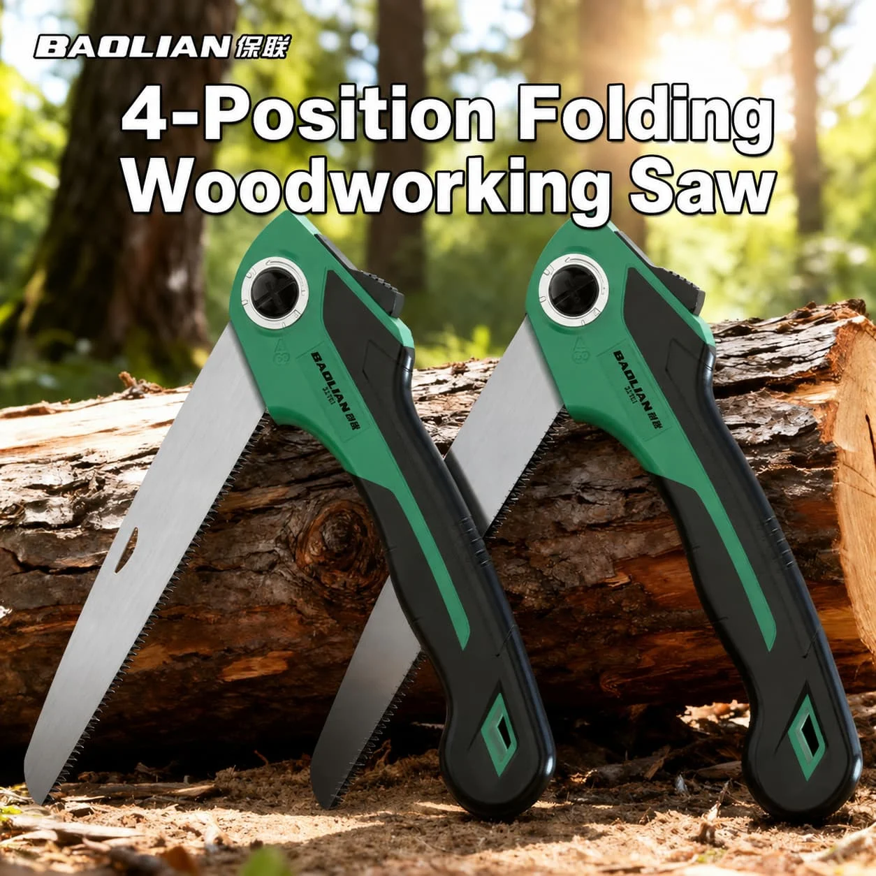 4-Position Folding Pruning Saw, SK5 Steel Triple-Ground Blade, Non-Slip Handle for Wood, Bamboo, Camping & Gardening
