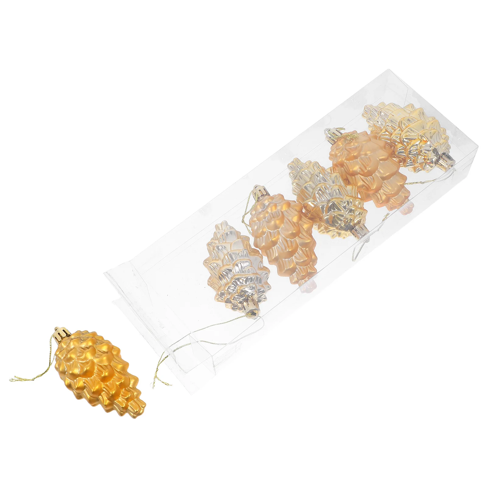 

6Pcs Electroplated Pinecone Ornaments Glitter Hanging Decor Christmas Tree Xmas Seasonal Decoration Lightweight Indoor Outdoor