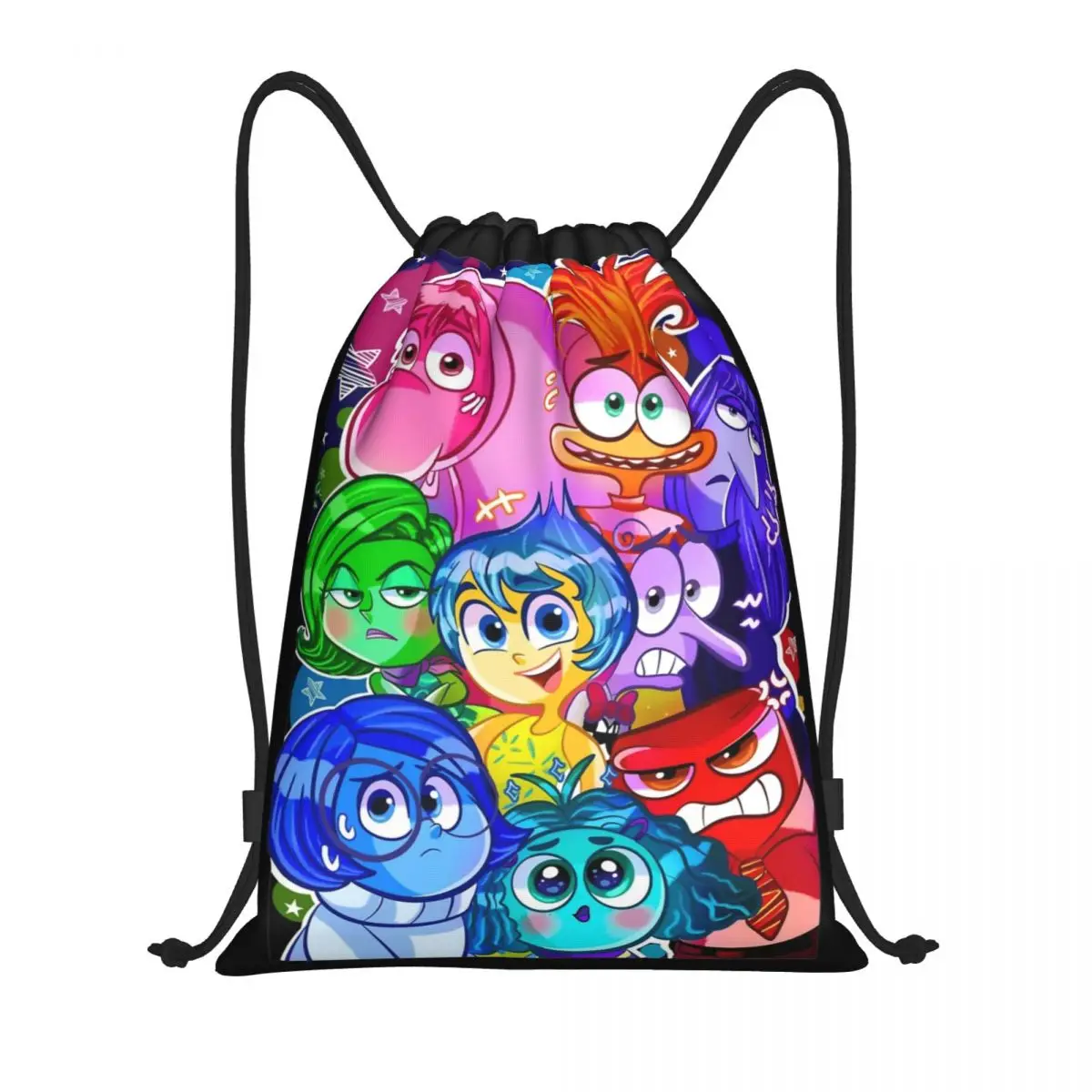 Inside Out Emotions Anxiety Drawstring Backpack Sports Gym Sackpack Cartoon String Bags for Cycling