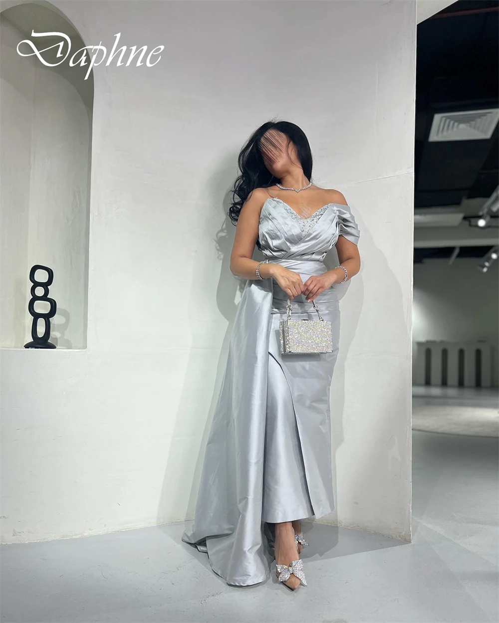 Customized Simple One Shoulder Sleeveless Evening Dress Classic Sweep Train Prom Dresses Temperament Crystal Party Gowns