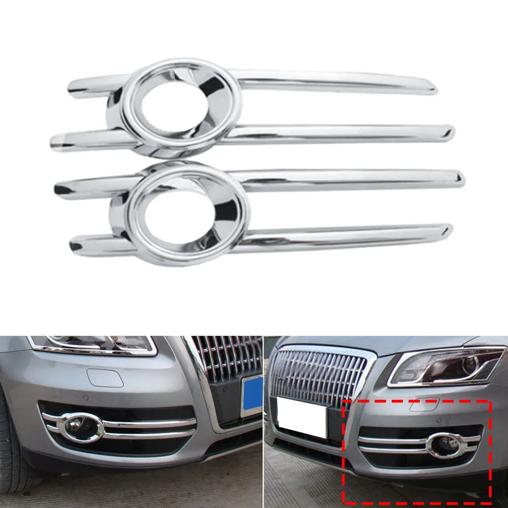 

For-Audi Q5 2009-2012 ABS Chrome Front Fog Light Lamp Grill Frame Panel Cover Bezel Trim Auto Styling Garnish Sticker