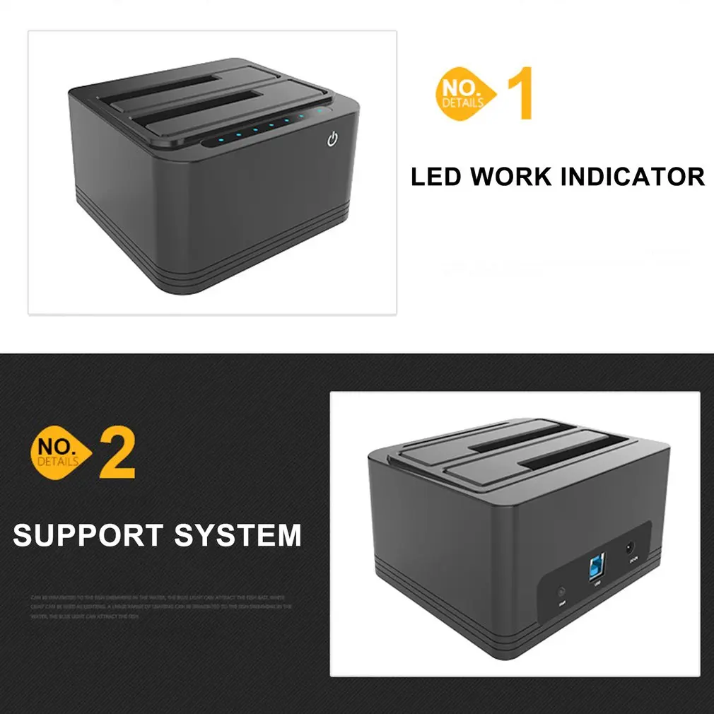 External Hard Drive Docking Station Heat Dissipation USB3.0 Suitable For HDD / SSD3.5 / 2.5 Inch SATA Hard Disk Dropshipping