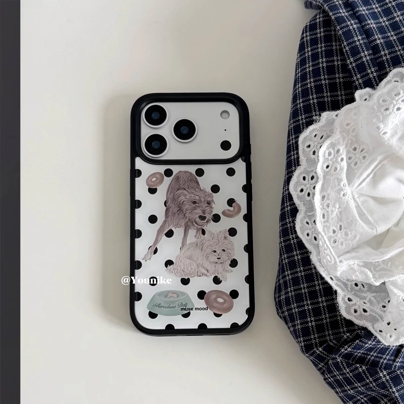 Ретро корейский чехол для телефона Wave Point Element Puppy Personality для iPhone 17 Air 16 E 15 14 13 12 11 Pro Max Plus Y2K Matte Cover Ретро корейский чехол для телефона Wave Point Element Puppy Personality для iPhone 17 Air 16 E 15 14 13 12 11 Pro Max Plus Y2K Matte Cover