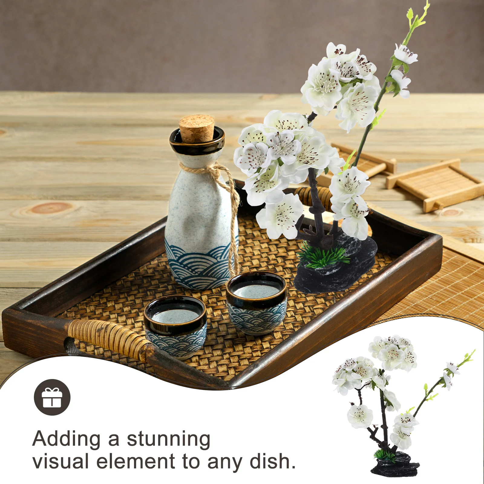 

Sushi Plate Flower Ornament Cherry Blossom Artificial Flowers Decorative Food Plate Sushi Dish Decor Fake Flower Ornaments