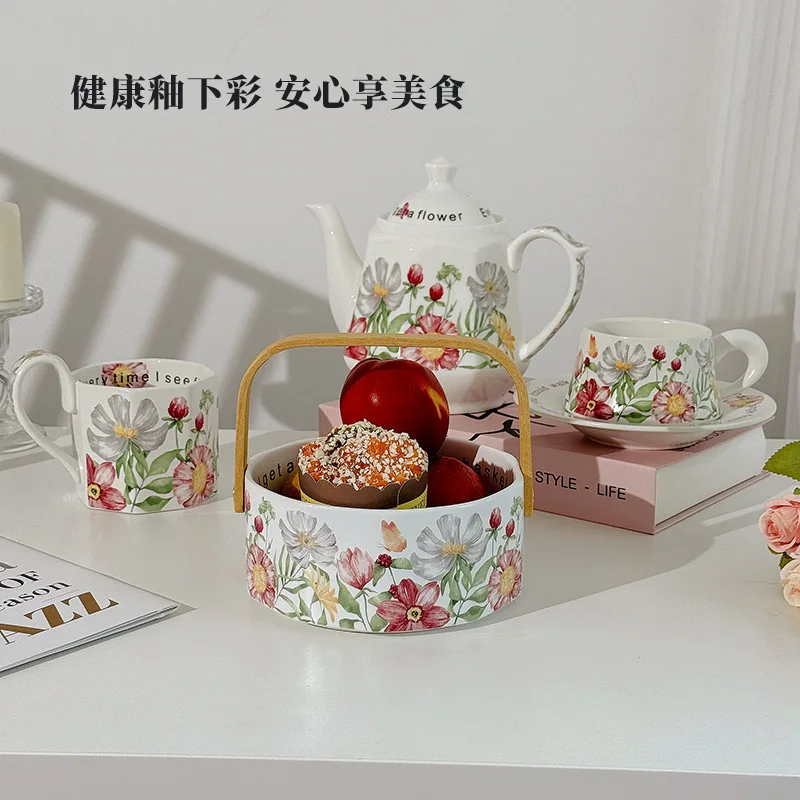 Vintage style coffee cup Breakfast cup teapot Birthday wedding gift afternoon tea set