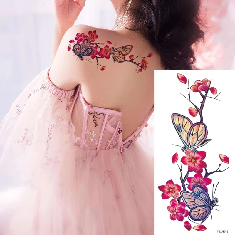 Wholesales 100Pcs Flolwer Temporary Tattoo Sticker 3D Beauty Flower Rose  Body Tatoo  stickers  art  pattern