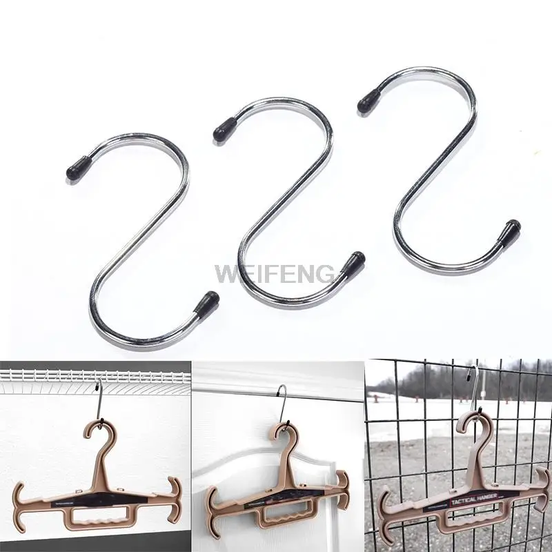 4PCS S-Shape Hook Stainless Steel Clothes Bags Tactical Helmet Vest Hanging Rack Multi-function Outdoor Camping S Hanger Hook