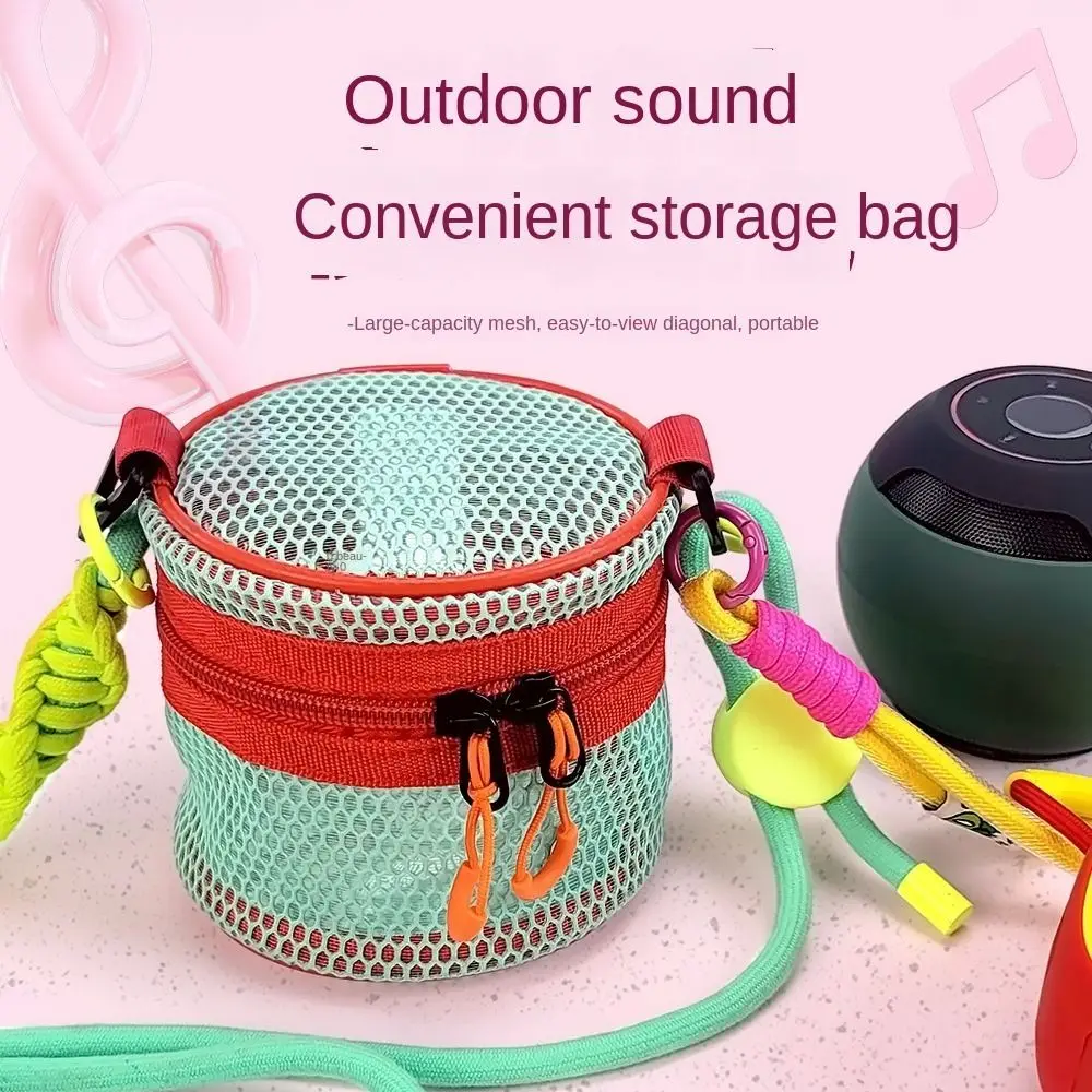 

Hollow Mesh Shoulder Bag Lightweight Wear-proof Circular Crossbody Bag Portable Mini Bluetooth Speaker Storage Bag Daily