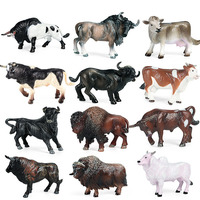 4pcs Lifelike Cattle Figurine High Quality Solid Plastic Farm Animals Model Cow Bull Buffalo Musk-ox Mini Action Figure Kid Toys