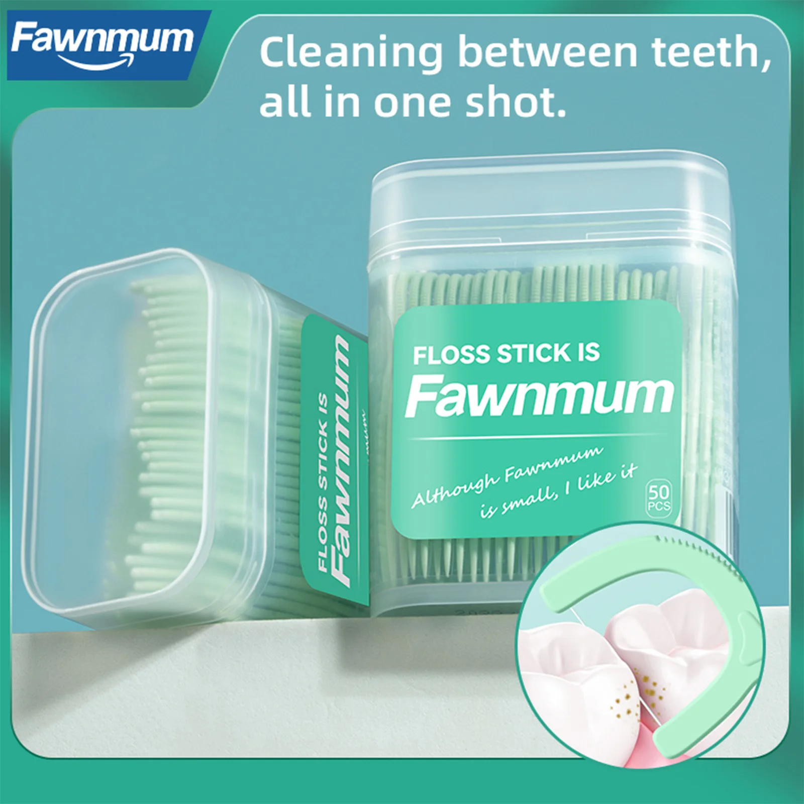 

50Pcs Fawnmum Adult Dental Floss Sticks - Ultra-Fine Flosser Home Set - Portable Toothpick Thread Dental Floss Box