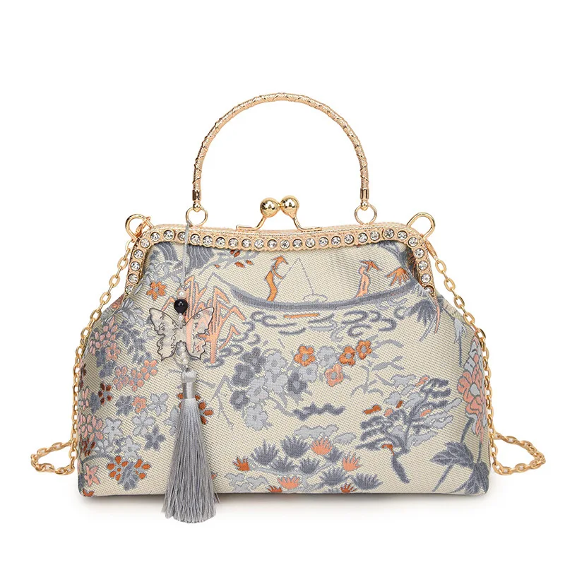 

Chinese Style Embroidered Snap-button Shoulder Bags Cheongsam Traditional Exquisite Women's Handbag