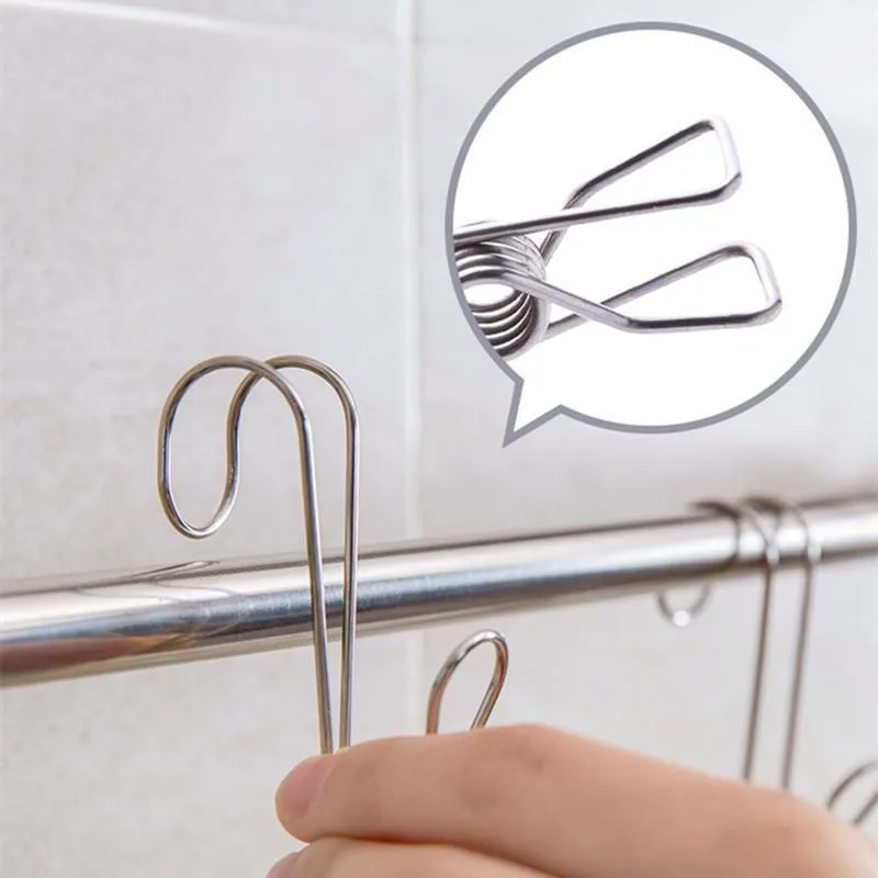 5pcs Stainless Steel Clothes Pegs Bathroom Towel Clip Multipurpose Laundry Clothes Socks Pegs Kitchen Organizer Hook Clothespin