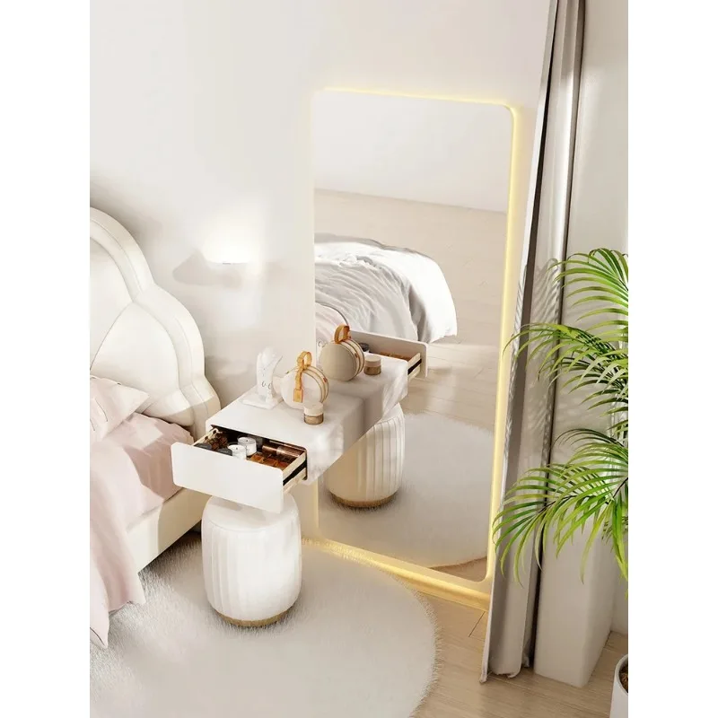 Suspended Empty Dresser Bedside Table Integrated Large Mirror Full-length Mirror Wall-mounted Makeup