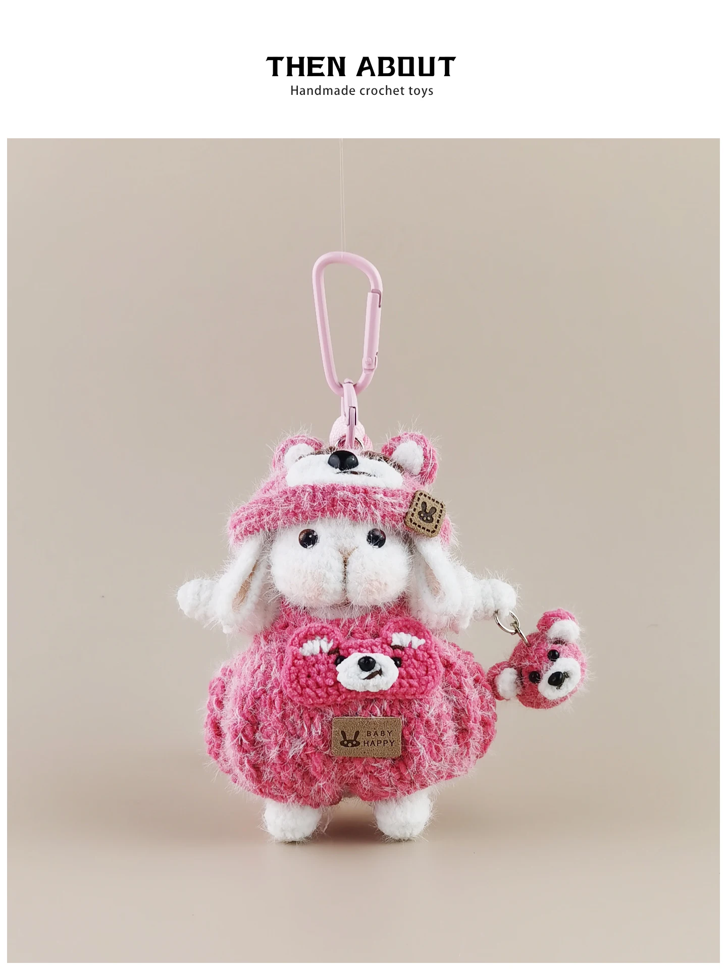 Cute Strawberry Bear And Sugar Rabbit Doll Bag And Backpack Pendant Keychain Gift Item Fashionable Accessory for Women