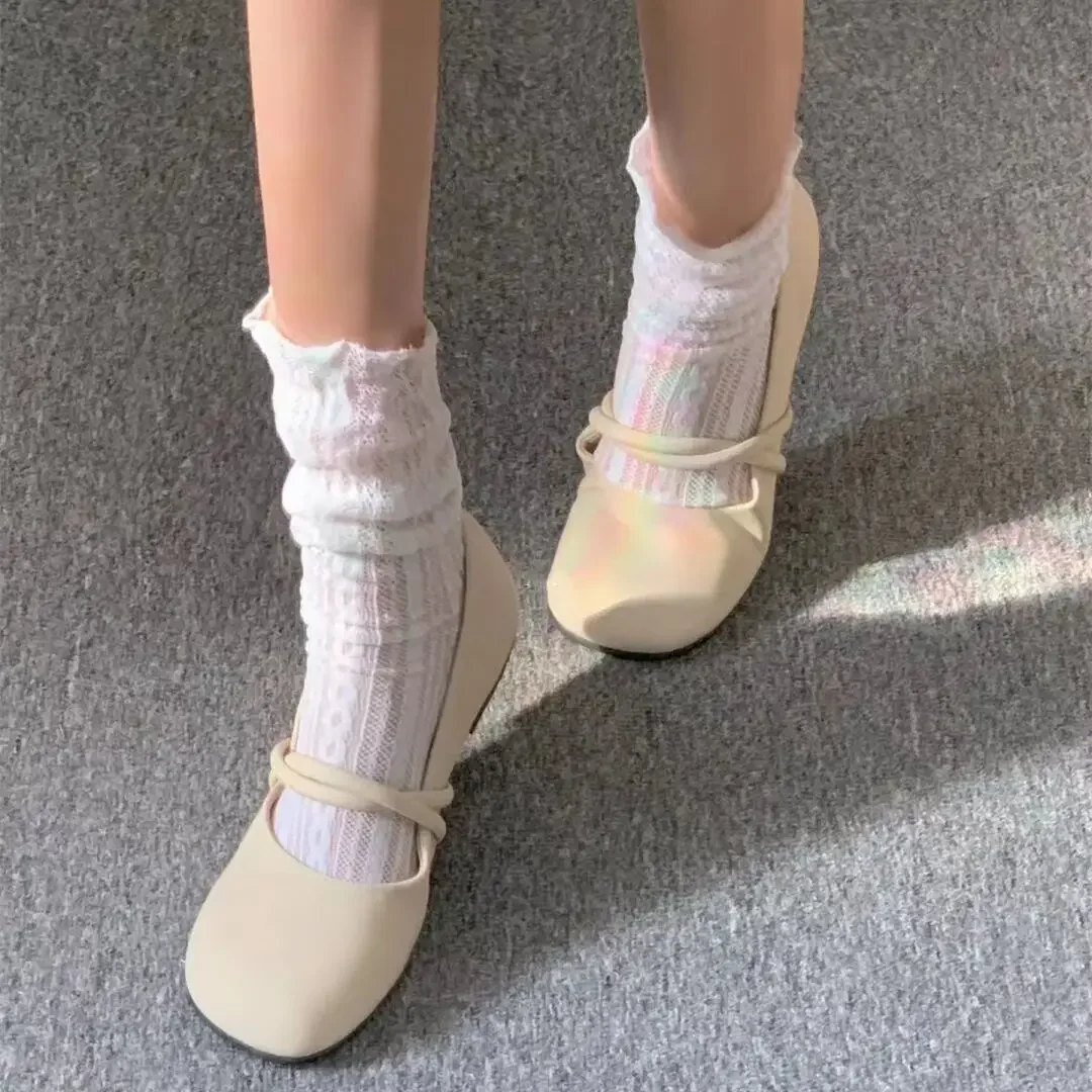 Woman Flats Office Moccasins Beige With Heel Shoes for Women Solid Color Summer 2025 Cheap Liquidation Beau Today Popular 39