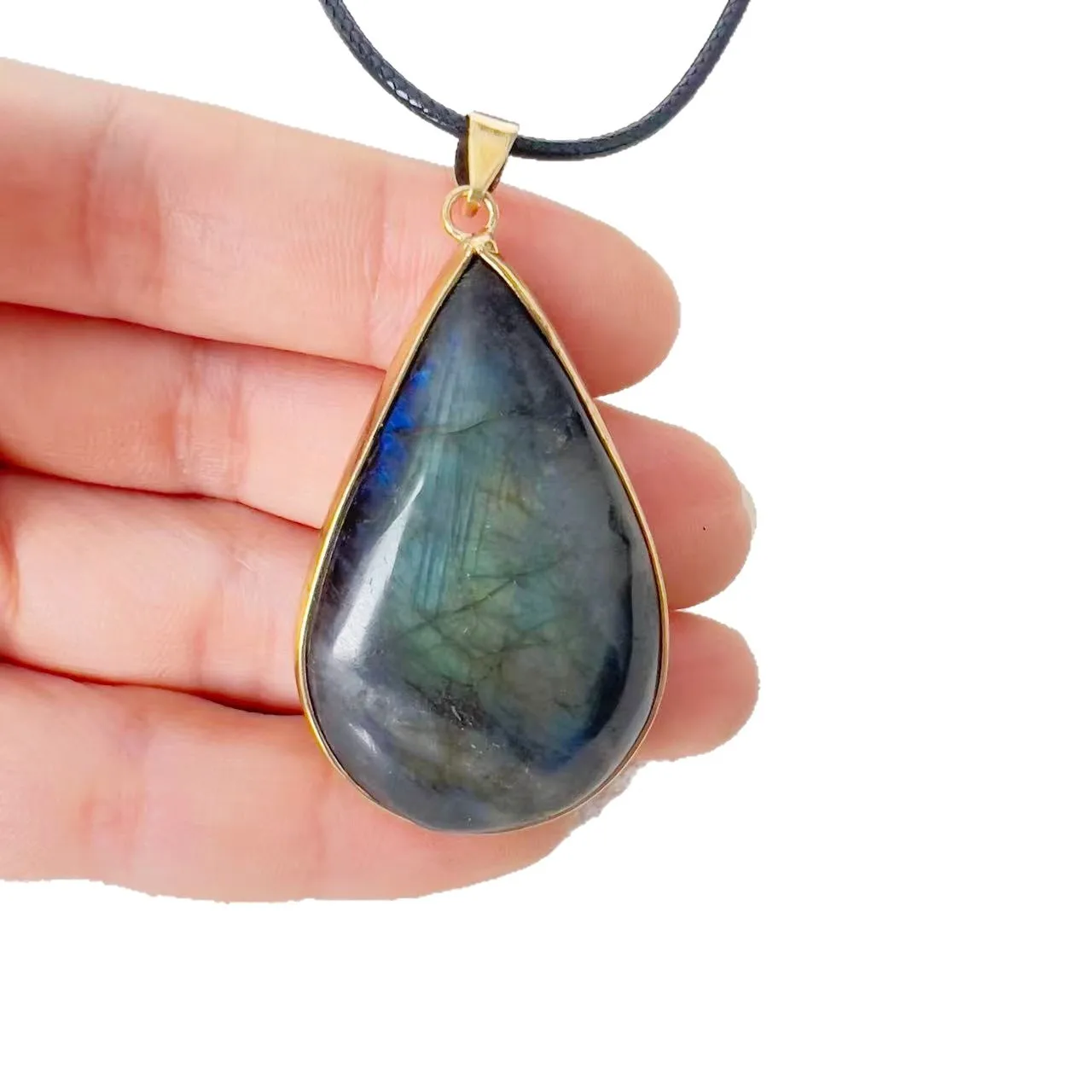 

Labradorite Teardrop & Heart Pendants, Natural Stone Healing Crystal Necklaces for Women Men
