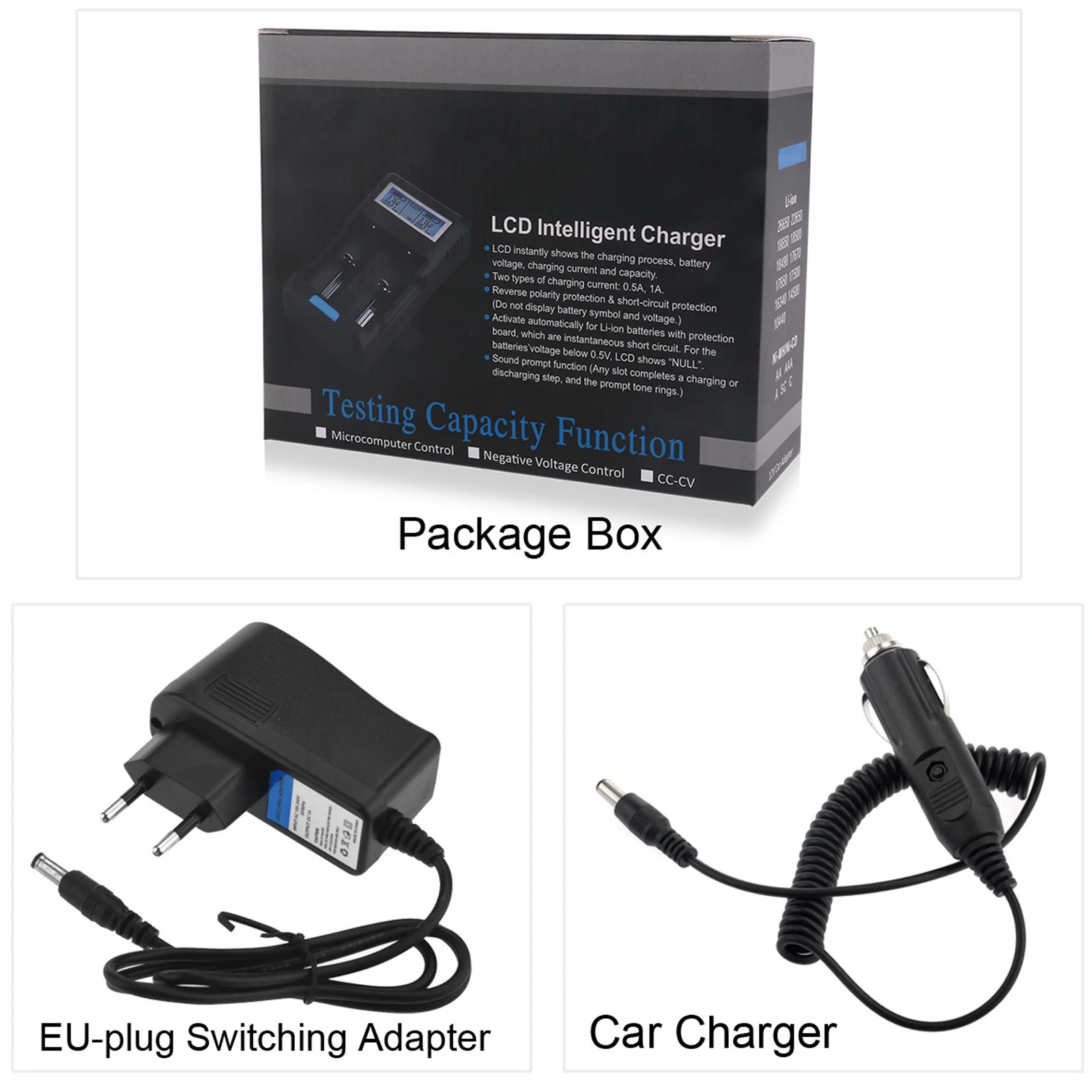 

Foxnovo F-2 2-Slots LCD Intelligent for Li-Ion - with USB Output Sound Prompt Capacity Test and Car Adapter