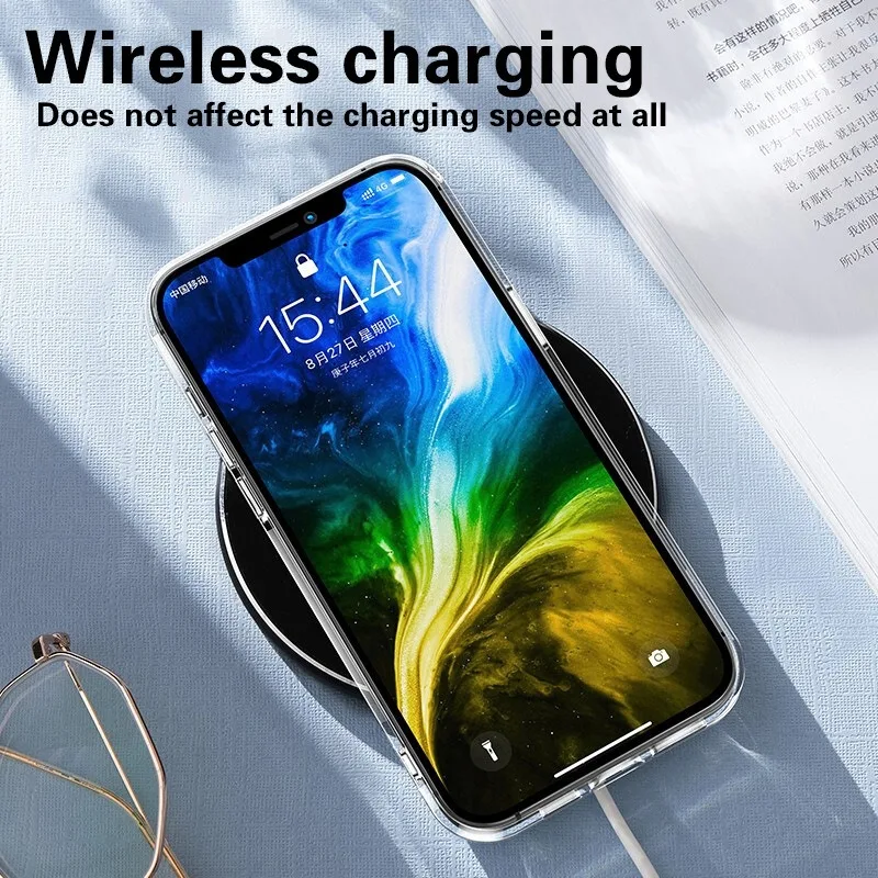 Funda transparente de lujo ultrafina para iPhone 18 17 16 15 11 12 13 14 Pro Max X 7 8 Plus, cubierta trasera de silicona TPU suave transparente. 6