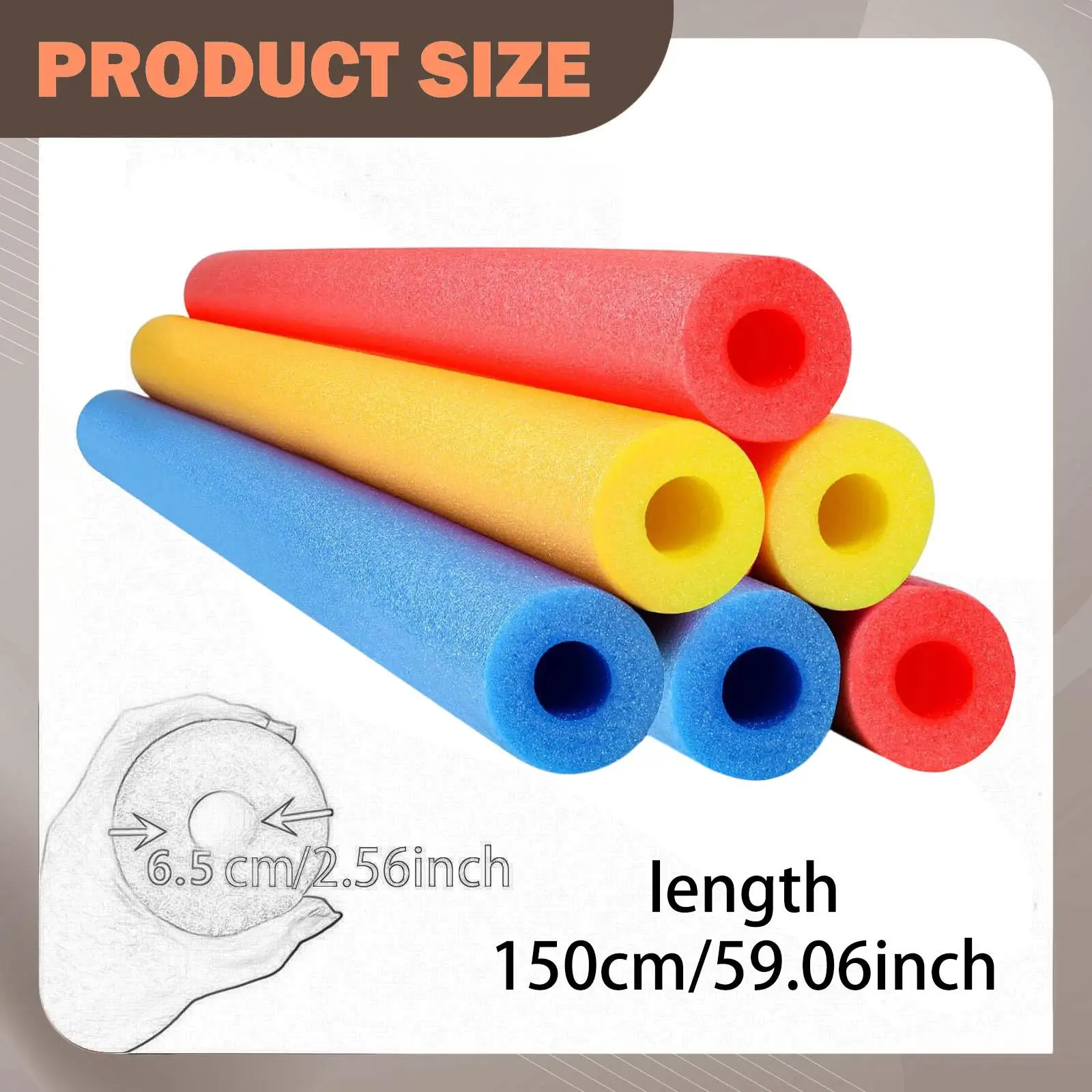 

6x Floating Pool Noodles Foam Tubes Buoyant Sticks Reusable Learn Swim Aid Multipurpose 150 cm for Fun Crafts