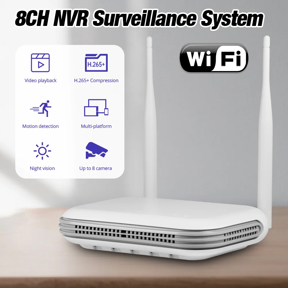 

Fuers H.265 8CH Wireless NVR Security Outdoor WIFI IP Camera System Kit XMeye Surveillance CCTV Face Audio Video Recorder