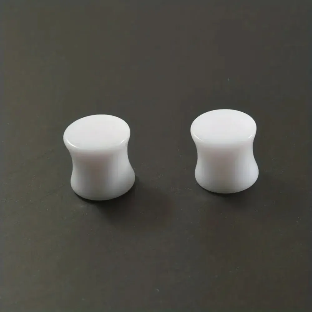 1pair 4mm-20mm White Acrylic Ear Plugs For Men, Simple Ear Expander, Body Piercing Jewelry Y2K