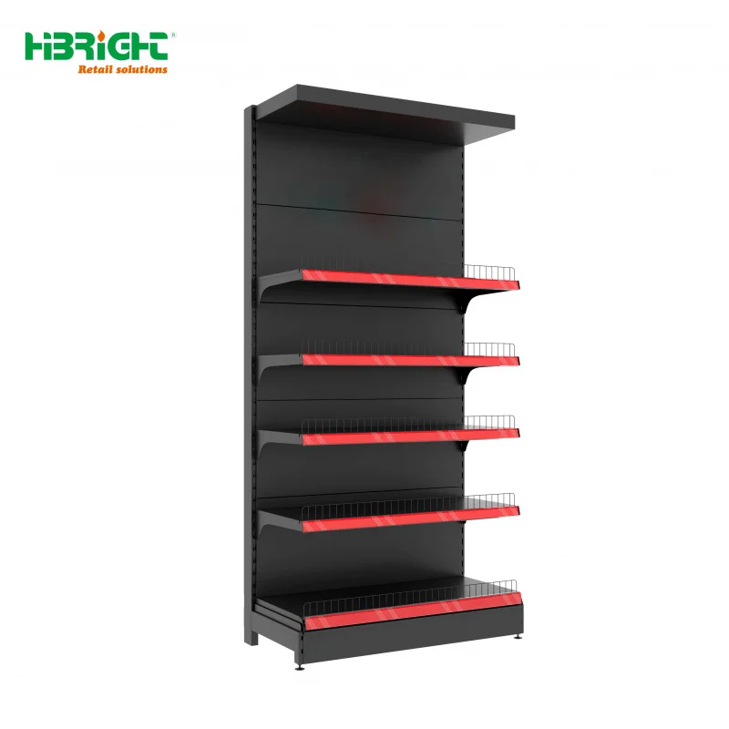 custom.Custom Black Light Duty Metal Supermarket Shelf with Front Upright