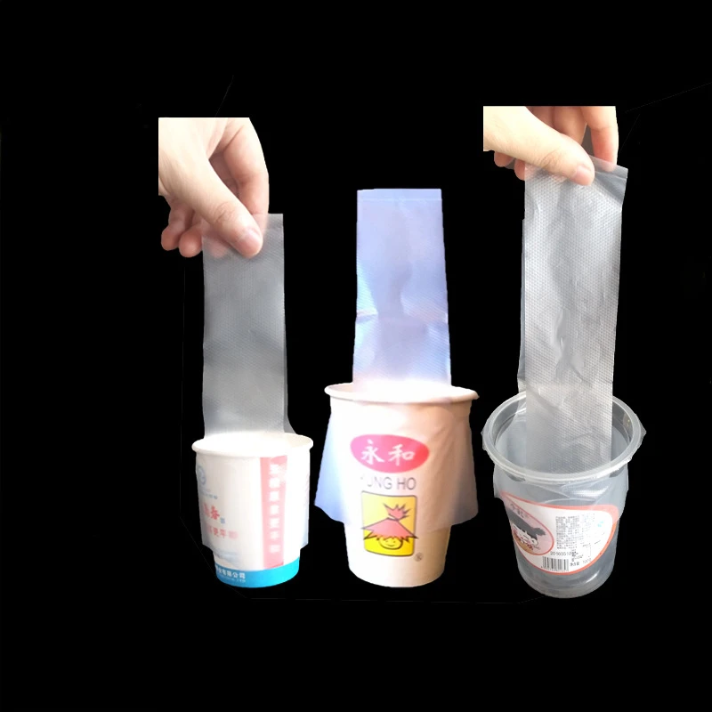 200 Teile/los T-Förmigen Kaffee Tasche Einweg Transparent Einzigen Tasse Kunststoff Verpackung Tasche Für Milch Tee Kaffee Getränke Party Versorgung