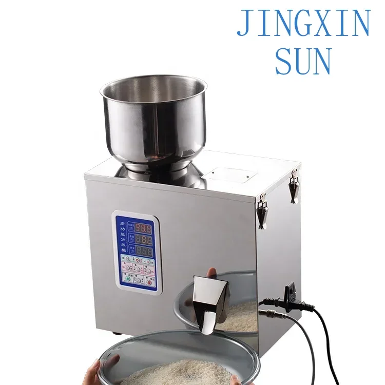 Automatic desktop filling machine for powder plastic particle tea grain milk powder cereals filling machine rapid subassembly