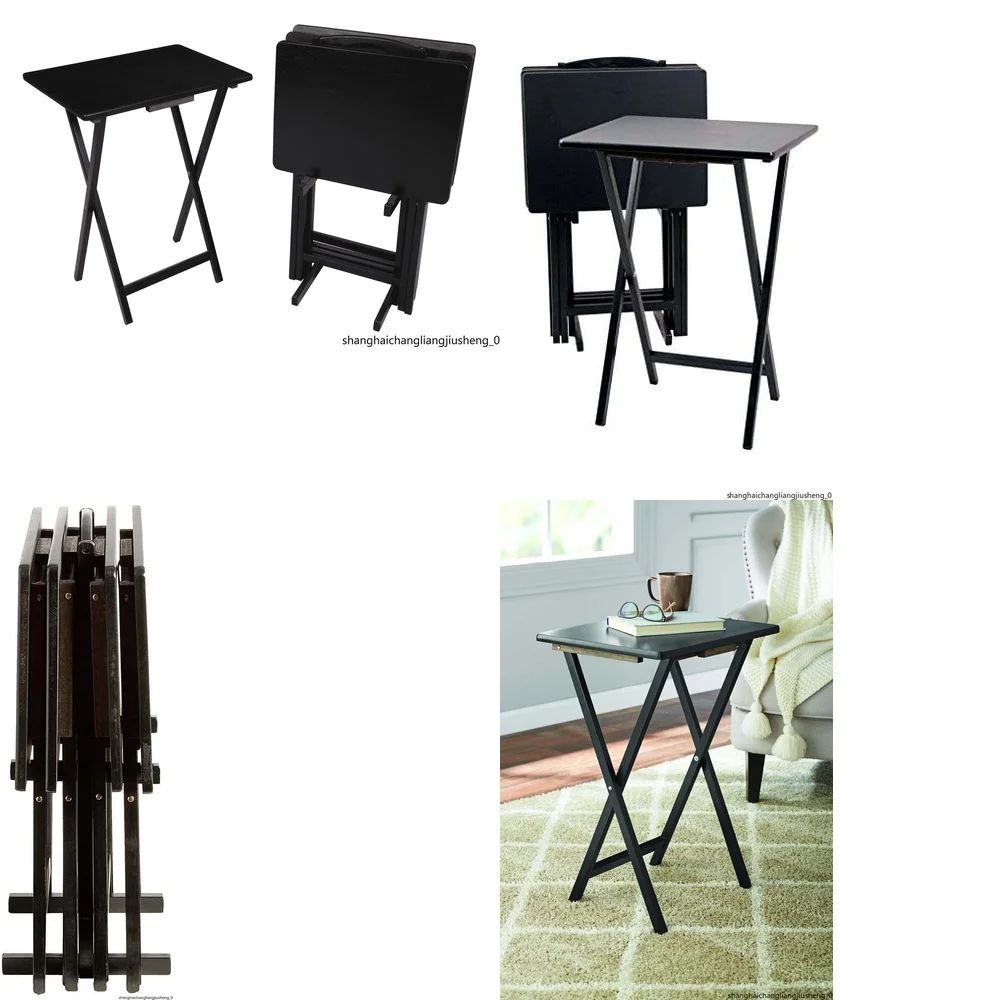 

Café TablesFoldable 4 Pack Black Tables 19x15x26 Inch with Stand Indoor Space Saving Design