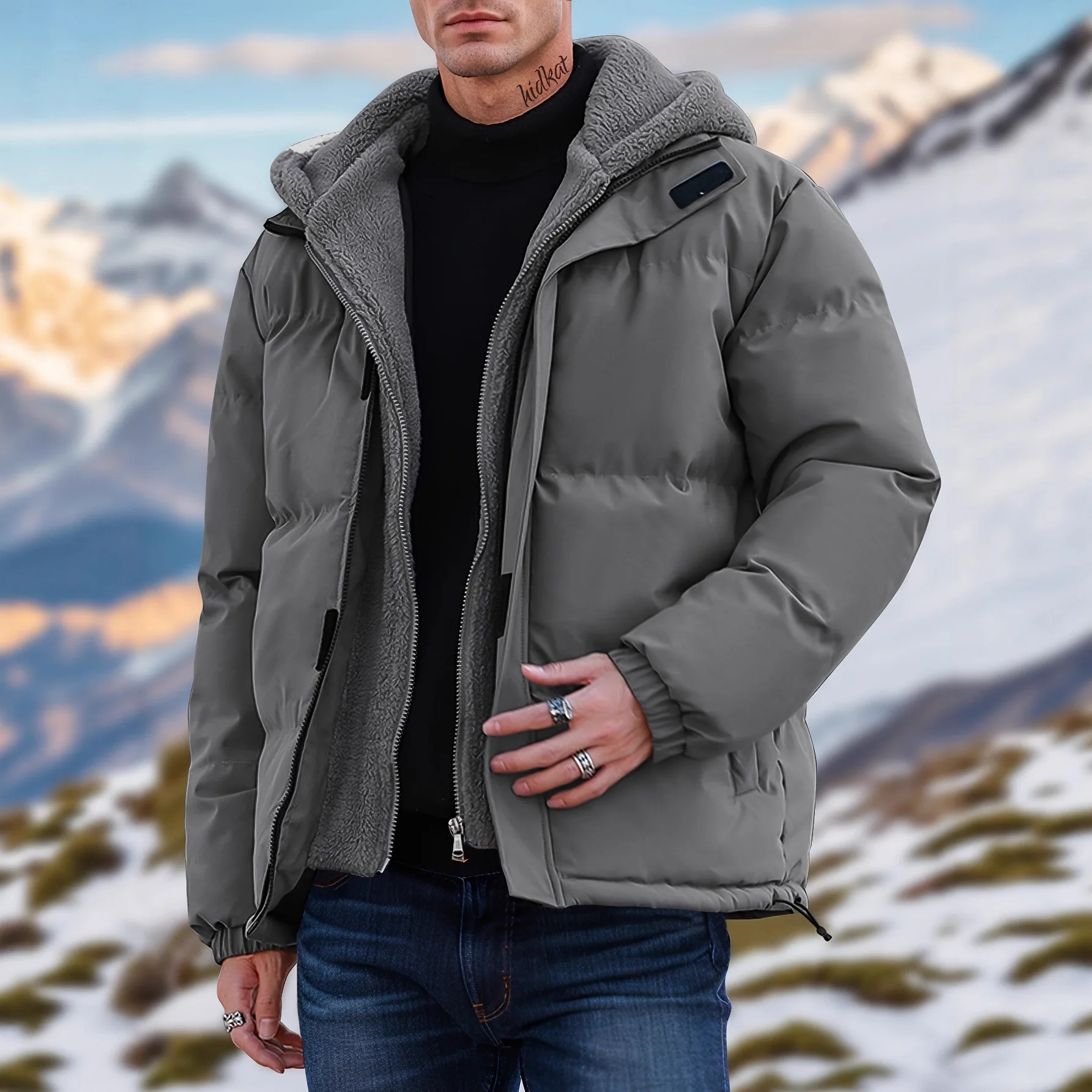 

Men's Jacket European Size Winter Cotton Workwear Coat Autumn Winter Thickened Windproof Outdoor Commuting Warm Cotton Jacket