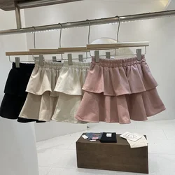 Girls Corduroy Skirt Kids Skirts Teens Short Dress 2024 Spring Autumn 2 To 14 Yrs Children's Solid Ball Gown Korean Style