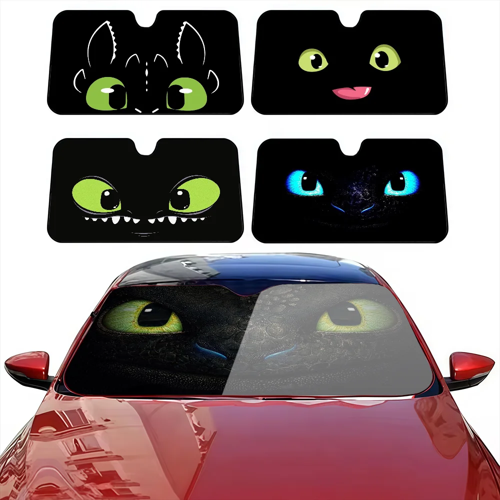

Cartoon Funny t-train your Cute d-dragon eye Car SunShade Windshield Anti-UV Window Windscreen Cover Shade Auto Visor