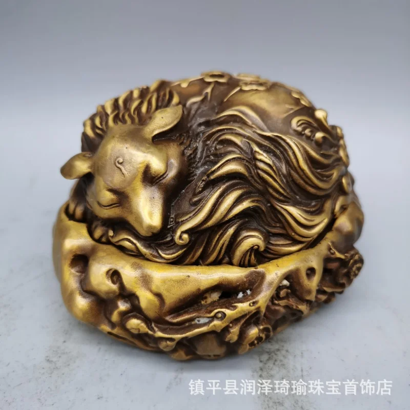 

Antique-style Distressed Brass Carved Nine-tailed Fox Incense Burner Coil Incense Burner for Home Indoor Study Tea Room Decorati