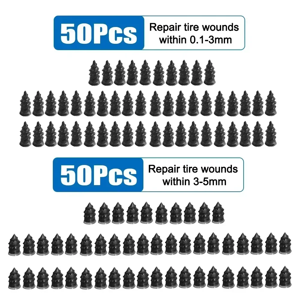10/100pc Vacuum Tyre Repair Nail Tire Puncture Screws Motorcycle Fitting Set Tubeless Wheel Repairs Punctures Kit Patches