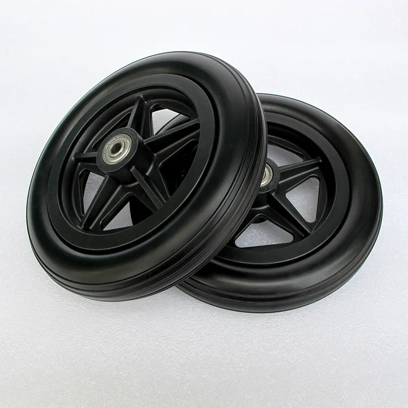 1 Pcs 7-inch PU Elastic Wear-Resistant Front Wheel for Wheelchair Accessory - Durable Mobility Wheel