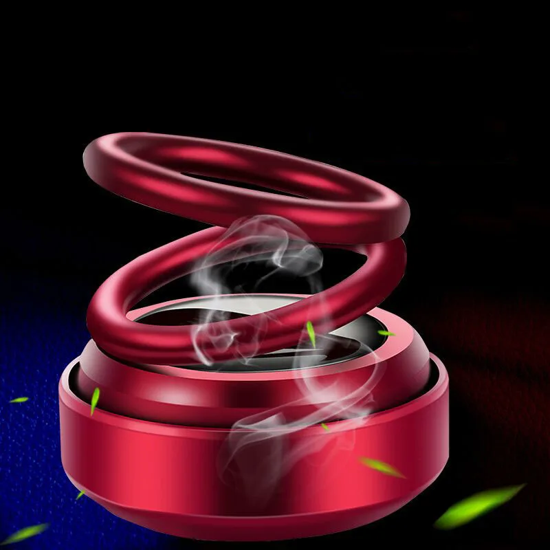 Solar Car Perfume Double Ring Suspension Rotating Aromatherapy Ornament Luxury Interior Decoration Fragrance for Men Women Auto