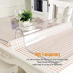 PVC transparent tablecloth with a thickness, heat-resistant, waterproof, and oil resistant dining table mat, 1pc