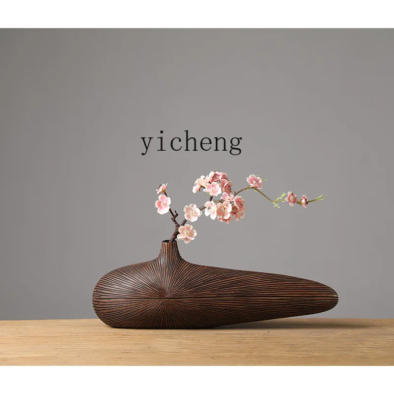 

HP wood grain vase, living room TV cabinet, entrance ornament, study, tea room, log wind soft decoration