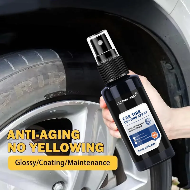 Ceramic Tire Coating Shine Spray Tyre Gloss Plastic Rubber Wheel Restorer Long Lasting Hydrophobic Cleaner Seal Wax
