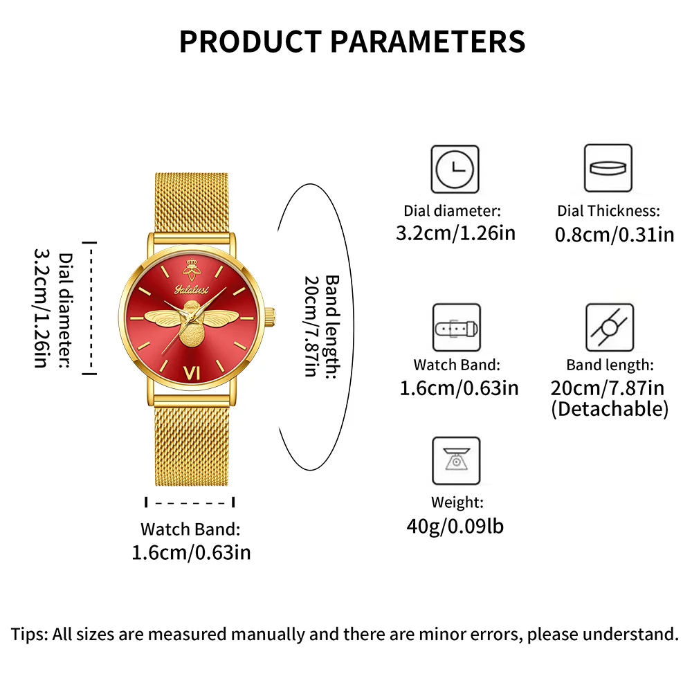 YaLaLuSi Personalized Fashion Women's Quartz Watch Gold Minimalist Ultra Thin Wristband Unique Face Temperament Gift Set