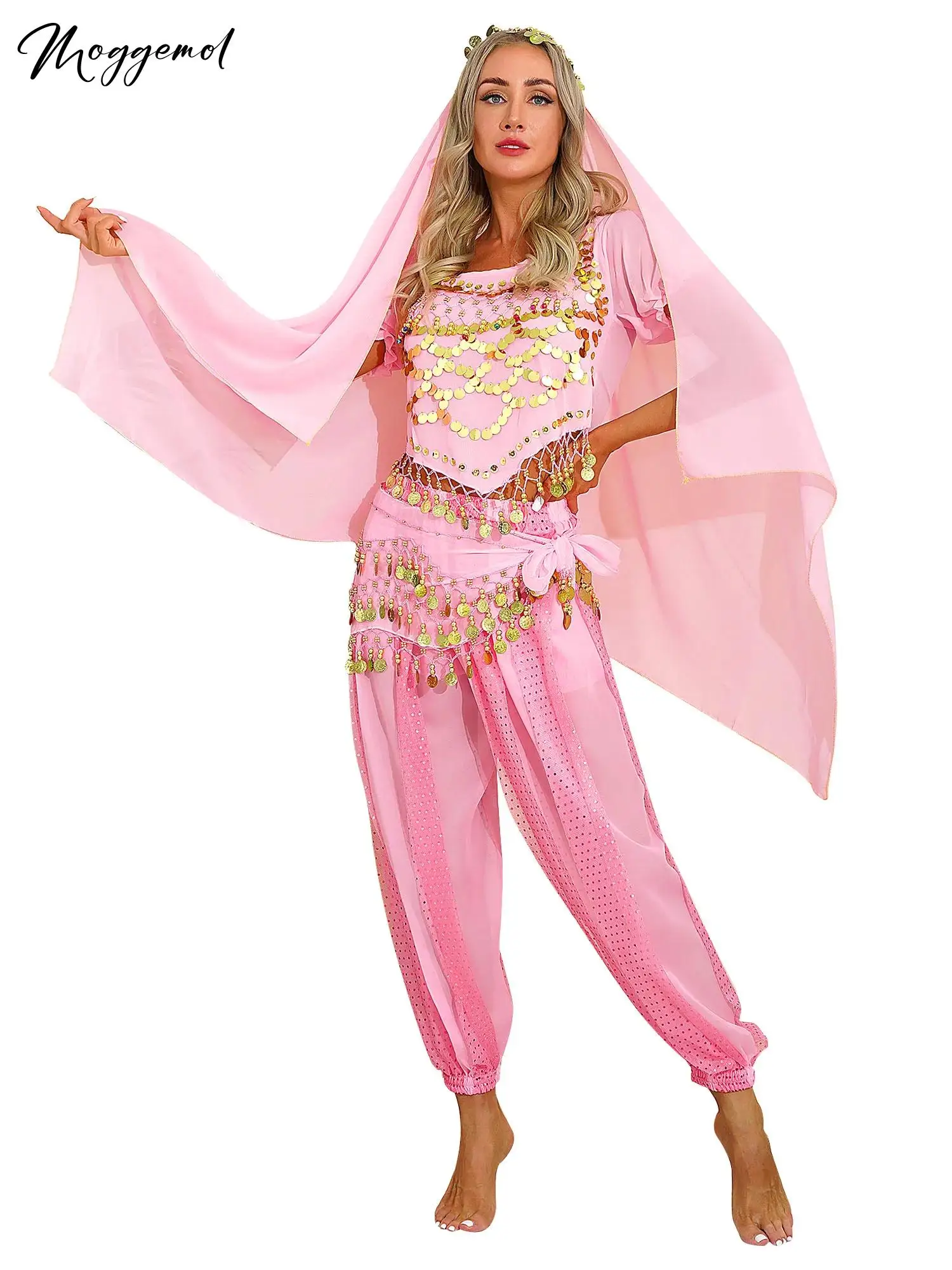 

Womens Girls Belly Dance Costume Halloween Carnival Festival Arabian Princess Cosplay Dress Up Egypt Indian Oriental Dance Suit