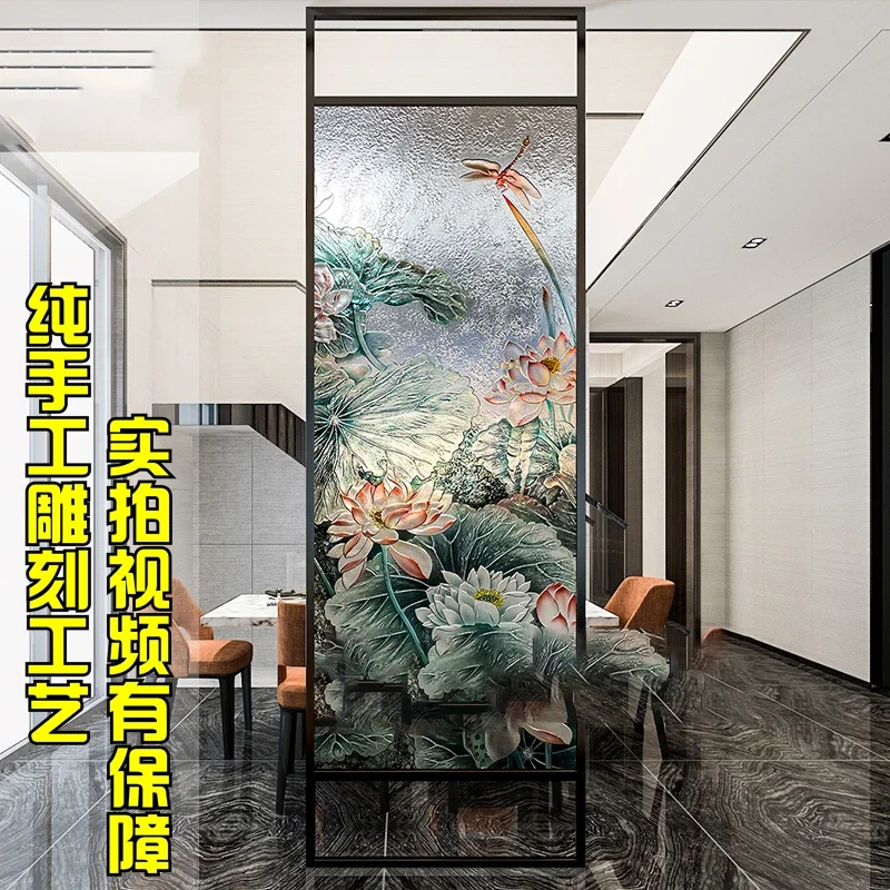 Customized simple modern transparent tempered glass partition wall screen living room dining room kitchen partition