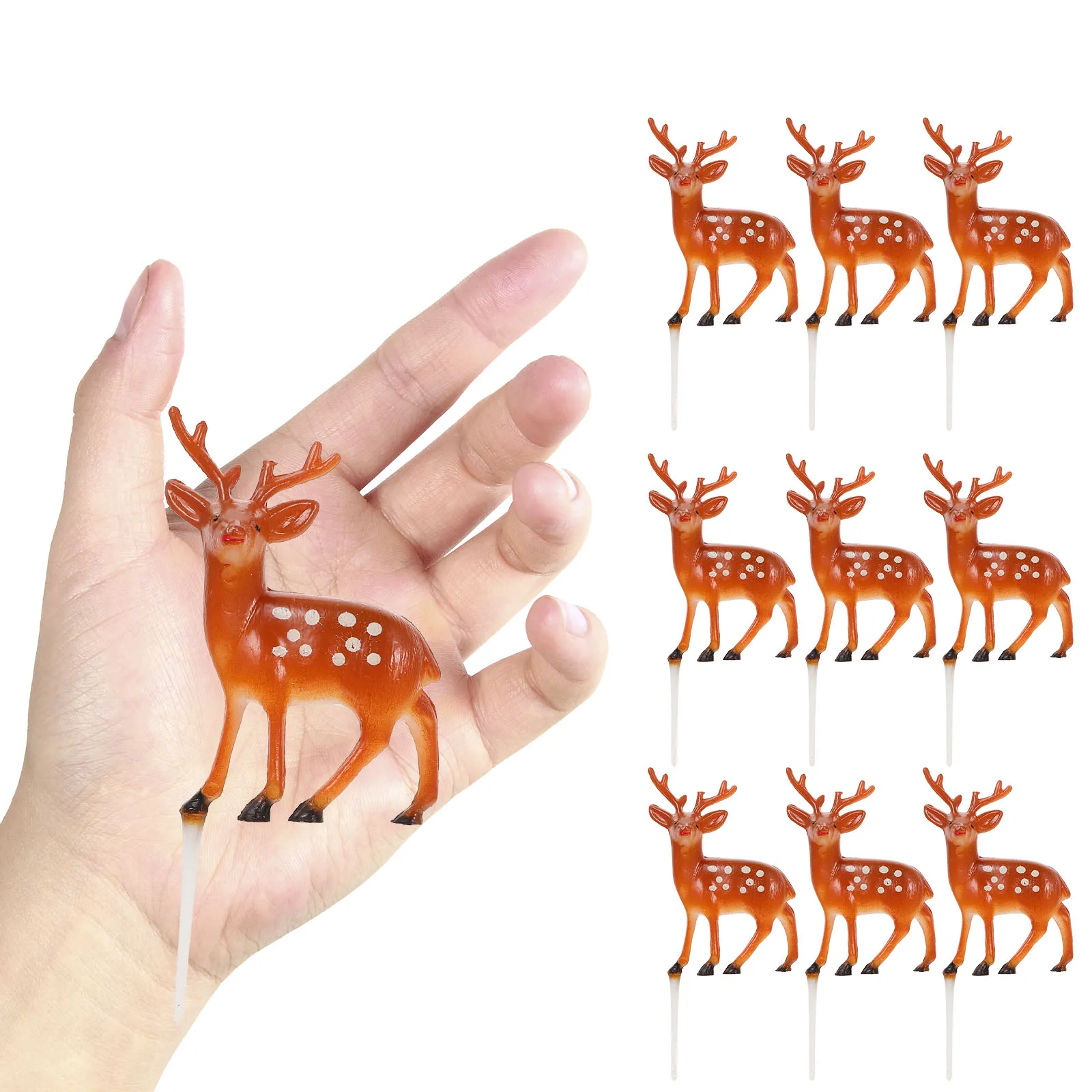 

10Pcs Christmas Deer Cupcake Toppers Creative Reusable Cake Picks Party Dessert Fruit Picks Holiday Cake Decorations