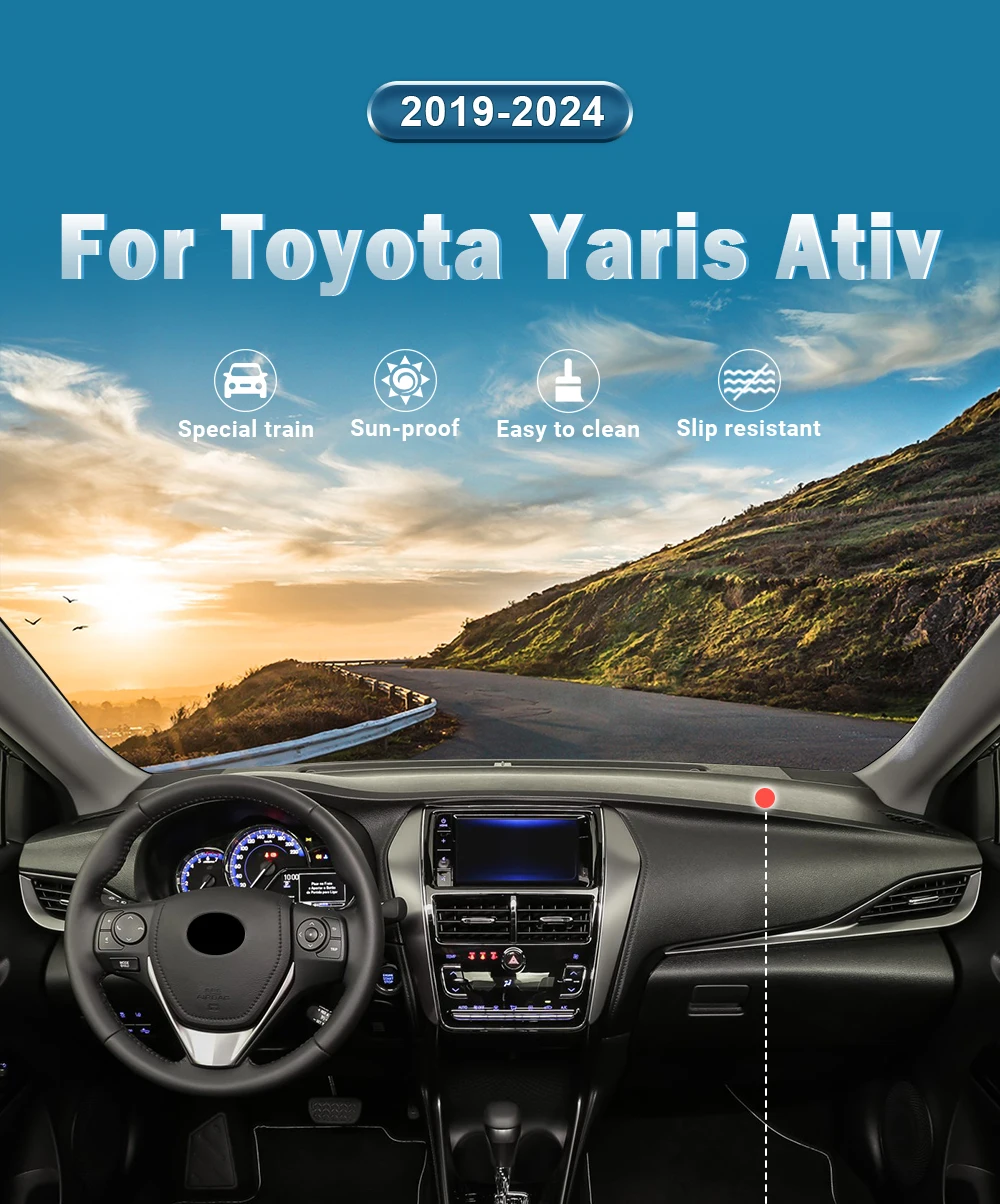 Für Toyota Yaris Ativ 2019 2020 2021 2022 2023 2024 Auto Dashboard Abdeckung Vermeiden Licht Pad Sonnenschutz Anti-Uv teppiche Nicht-Slip Matten – Detail 1