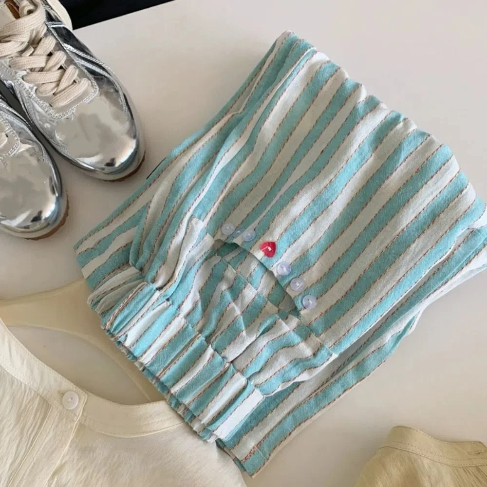 Pantaloni lunghi a righe casual alla moda chic Pantaloni larghi sottili a gamba larga Pantaloni a vita alta Pantaloni a gamba dritta per ragazze