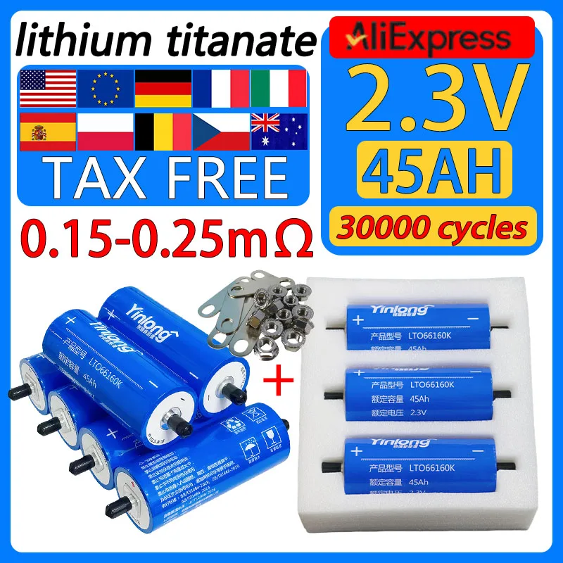 

45ah yinlong Lto 66160 2.3v Lithium titanate Battery Original 10c DIY 12V 24V 48V Electric Boat Solar Speaker Car Power Battery