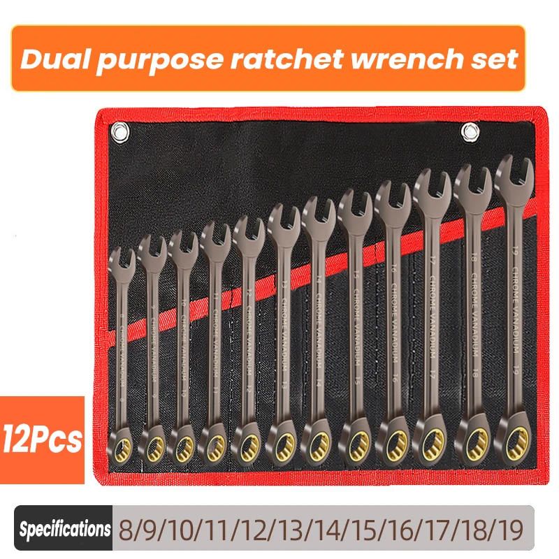 Strengthen Ratchet  Combination Wrench Set Chrome Vanadium Steel Hand Tools Spanner for Car Repair Hardware Tools